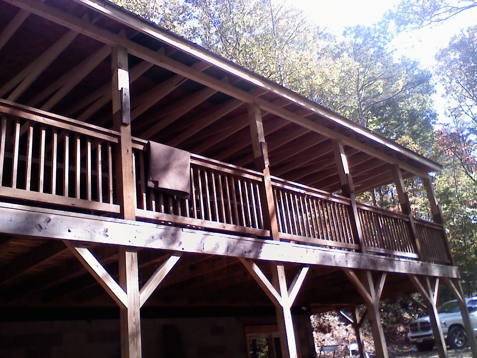 Timber framing under a new elevated porch and deck — Roof Leak Repair in Glenshaw by Roofing Brothers